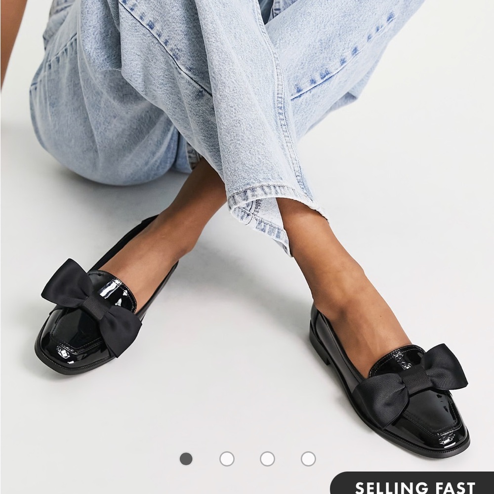 ASOS Black Patent Bow Loafers